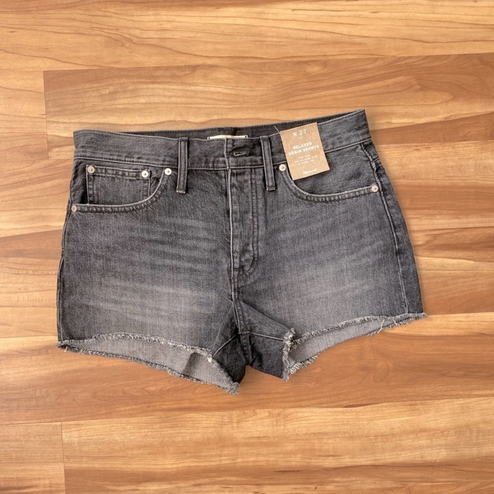 NWT Madewell Black/Gray Denim Cutoff Shorts